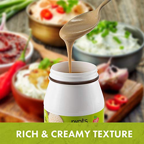 Roots Circle All-Natural Sesame Tahini Paste | 100% Pure Rich & Creamy Ground Sesame Seed Paste for Hummus, Tahini Sauce, Dressing & Dips | Vegan, Kosher | Non-GMO, Gluten & Peanut-Free | 2 Jars 16 Oz