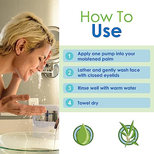 EYEECO Gentle Tea Tree Oil Eyelid & Facial Cleanser, 6 oz | Non-Irritating Foaming Eyelid Cleanser & Face Wash with Tea Tree, Chamomile & Shea Butter