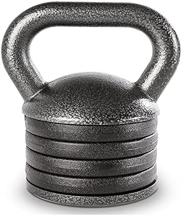 Apex 20lb Adjustable Cast Iron Kettlebell Handle, Compatible with 1” Weight Plates, Up to 50lb Load Capacity for Strength Training, Weightlifting