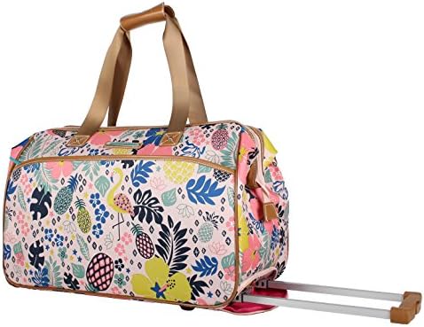 Lily Bloom Pattern 22 Inch Duffel Bag with 2-Rolling Wheels, Weekender Overnight Travel Lightweight Carry-On Suitcase For Women