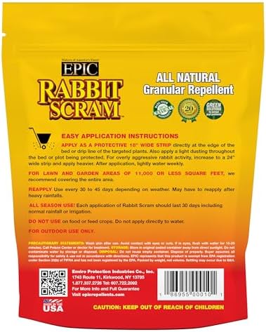 Rabbit Scram All Natural Granular Repellent - All-Natural, Animal, People and Pet Safe Granule (2.5 lb Shaker)