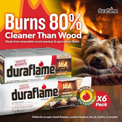 Duraflame 2.5lb Indoor Outdoor Quick Light Firelog for Camping, Firepits, Bonfires, and Fireplaces, 1.5 Hour Long Burn Time