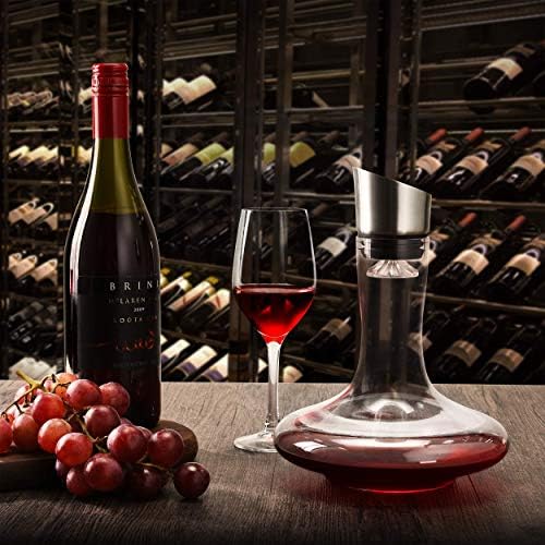 Wine Decanter Built-in Aerator Pourer, Wine Carafe, Red Wine Decanter, 100% Lead-free Crystal Glass, Wine Hand-held Aerator, Wine Gift
