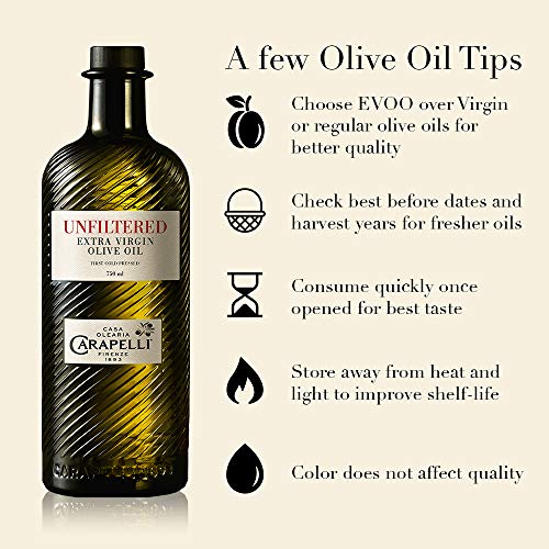 Carapelli - Organic Extra Virgin Olive Oil: Cold-Pressed Organic EVOO – 33.8 Fluid Ounces (1 Liter)