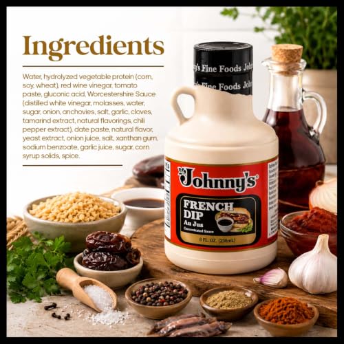 Johnny's - French Dip Au Jus Concentrated Sauce - 8 fl oz | Concentrated Au Jus Sauce, Great For French Dip Sandwiches, Roast Beef, Gravy