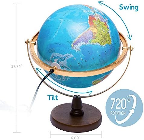 with Interactive APP & LED Illuminated Constellations at Night, US-Patented STEM education 10" World Globe with Detailed map