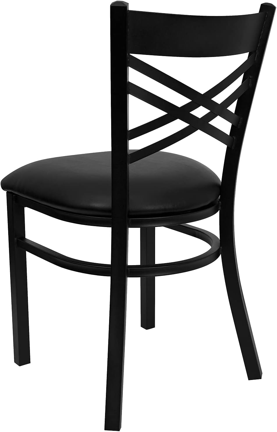 Flash Furniture Hercules Series "X" Back Metal Restaurant Chairs, Modern Upholstered Armless Dining Chairs for Restaurants/Kitchens, Set of 2, Black