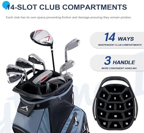 14-Way Golf Cart Bag with Organizer Divider | Full-Length Dividers, Rain Cover Included, Easy-Carry Handles, Club Organization, Cart Compatible