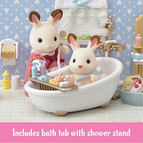 Calico Critters - Country Bathroom Set - Dollhouse Furniture Sets | Rustic tub-and-basin charm for the family washroom - detailed pieces for morning