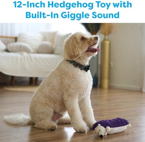 SPOT Gigglers Hedgehog Dog Toy, 12-Inch Plush Toy with Built-in Giggle Sound, Textured Body for Sensory Play, Durable Design for Moderate Chewers