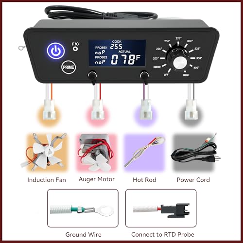 Digital LCD Display Trapezoid Thermostat Controller Board Panel Replacement Kits Compatible for Pit Boss Series 3/4/5/7 Wood Pellet Vertical Smoker