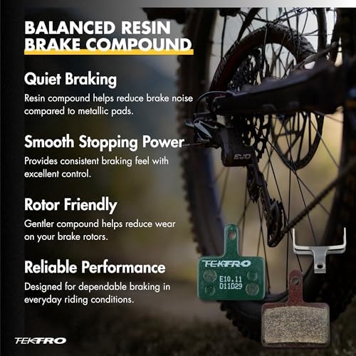 TEKTRO E10.11 Disc Brake Pads, Resin Compound for Smooth & Powerful Braking | Compatible with select TRP, Tektro & Shimano brakes