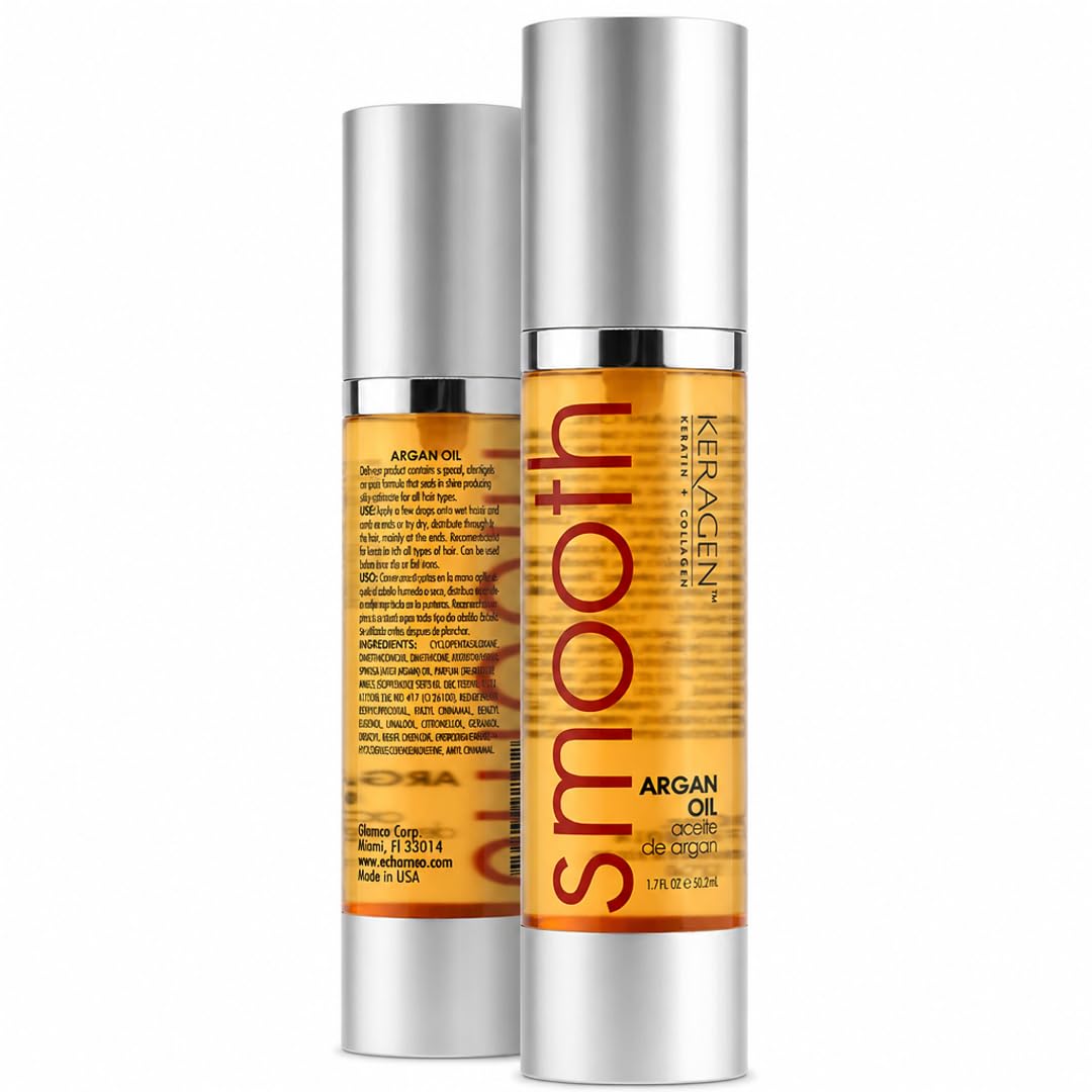 KERAGEN Heat Styling Hair Serum, Heat Protection Argan Oil, 1.7 oz | Organic argan oil, keratin and collagen support smoothening, softening and shine