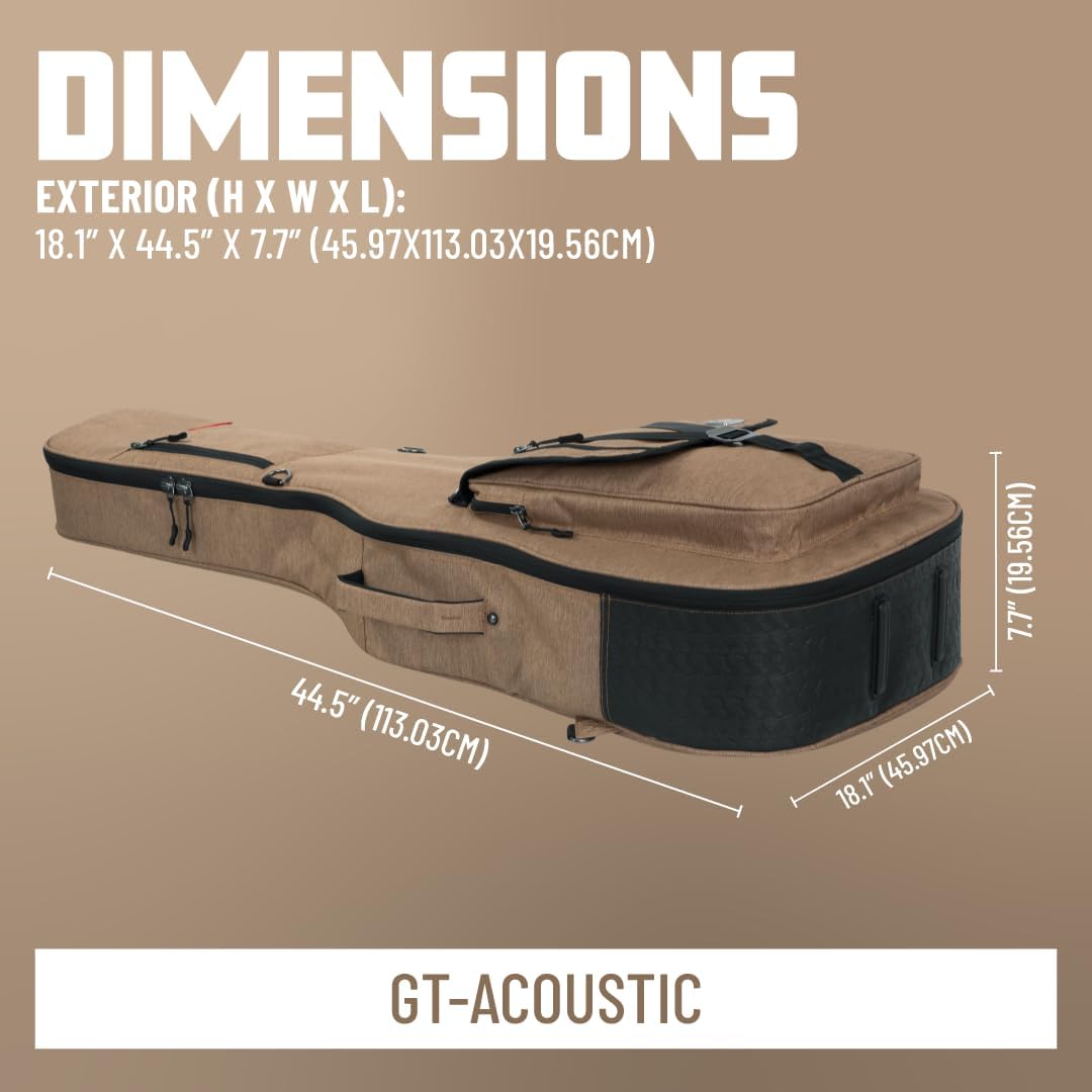 Gator Cases Transit Series Lightweight Bass Guitar Gig Bag with Back Pack Straps and Rubberized Base, Tan Exterior (GT-BASS-TAN)
