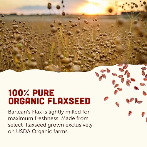 Barlean's Forti-Flax Organic Ground Flaxseed, Omega-3 Fiber, 16oz, 2-Pack | Ground whole raw flax seeds, Lignans, ALA omega-3, Fiber, Non-GMO, Vegan, For smoothies, baking, oatmeal & yogurt