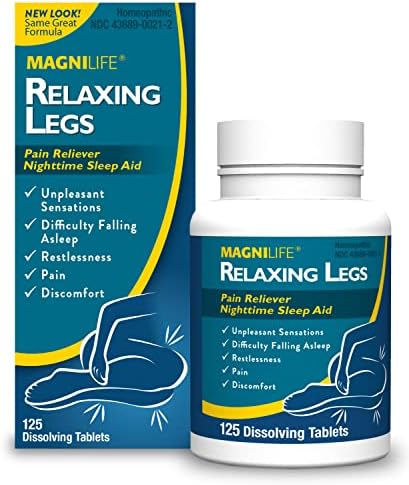 MagniLife Relaxing Legs Sublingual Tablets, 125 Count, Quick-Dissolving Homeopathic Pain Reliever & Nighttime Sleep Aid, Helps Calm Restless Legs, Discomfort & Sleepless Tossing
