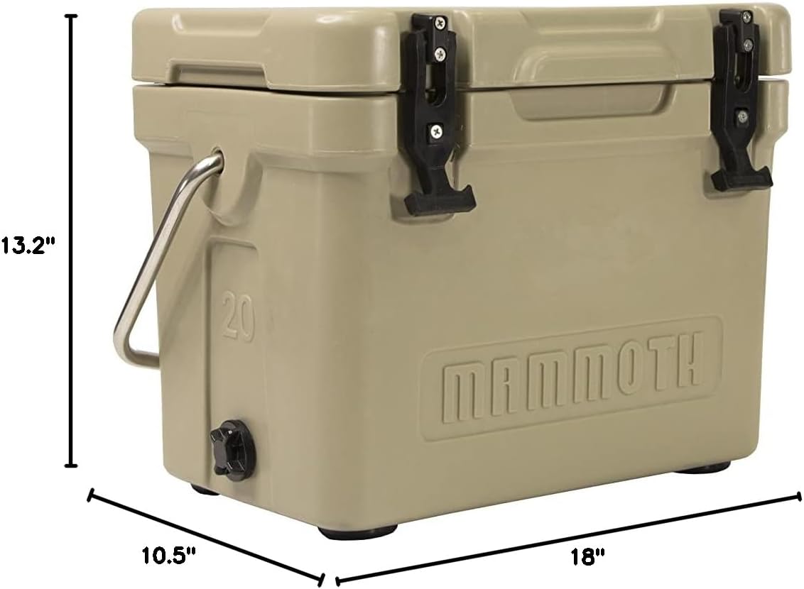 Mammoth Coolers Cruiser Series, Insulated Hard Ice Chest with Durable Double-Walled Rotomolded Construction, Great for On-The-Go Recreational Activities (Cruiser 20, Tan)