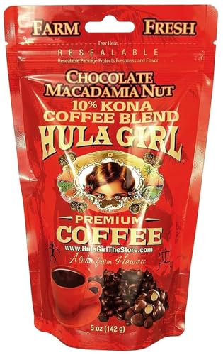 Hula Girl 10% Kona Ground Coffee, Grown in Hawaii, Hand Picked, Sun Dried, Fresh Roasted and Packed in Hawaii for 30 years, 7 Ounce