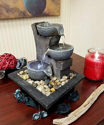 Danner Manufacturing, Inc., Aura Meditation Fountain with 3 Tiered LED Waterfall, Pack of 1, 03801