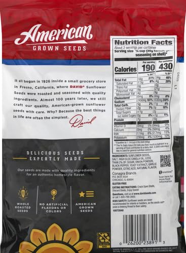 DAVID Jumbo Sunflower Seeds, Cracked Pepper Flavor, 5.25 oz.