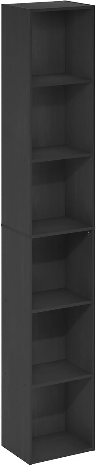 Furinno PASIR Book Shelf, 5-Tier Modern Bookshelf, Open Shelves Bookcase, 9 x 12 x 52, for Living Room, Bedroom, Home Office, Plain White