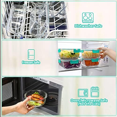 M MCIRCO 8 Pack,30 oz Glass Food Storage Containers with Lids, Gray