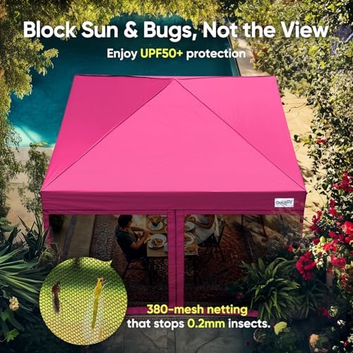 Quictent 10'x10' Pop up Screened Canopy Tent with Mosquito Netting | Portable Easy up Outdoor Screen House Shelter for Patio, Camping and Picnic, Includes Wheeled Carry Bag