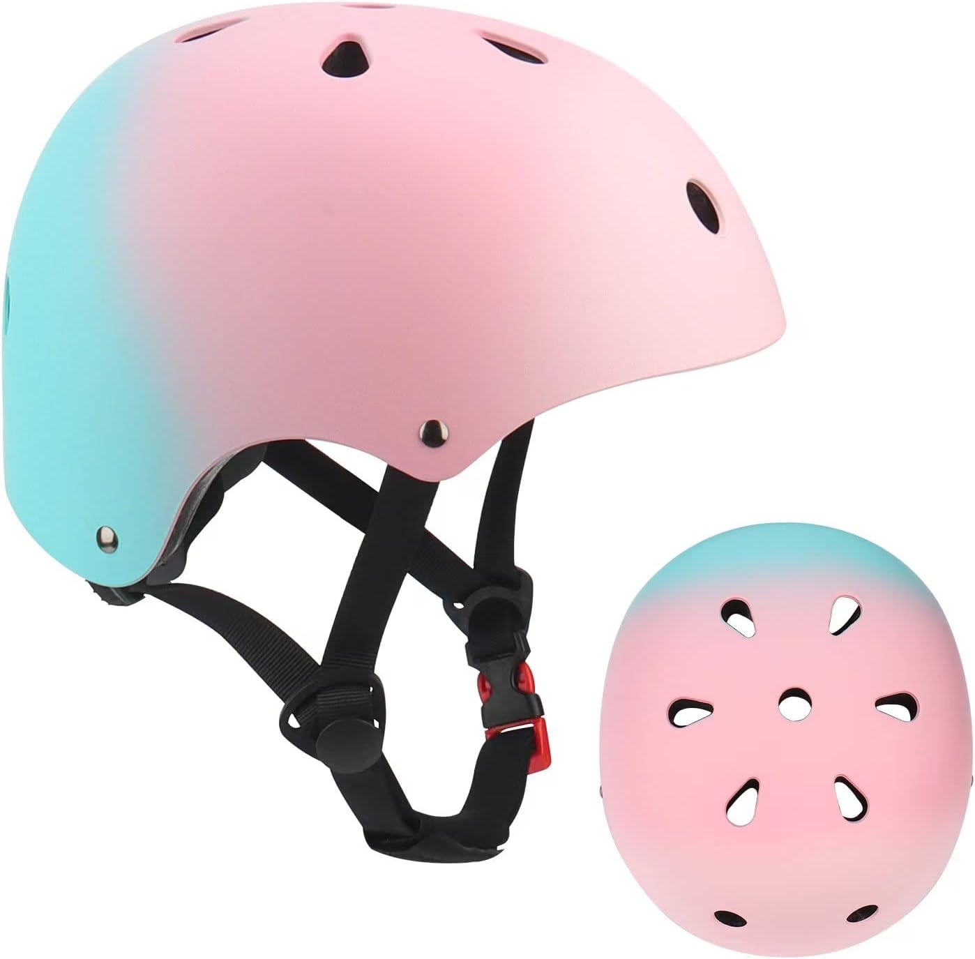 Color Gradient Adjustable Kids Bike Helmet Toddler Helmets for 3-5-8-14 Years Kids Girls Boys Youth Bicycle Helmet for Scooter Balance Bike Roller