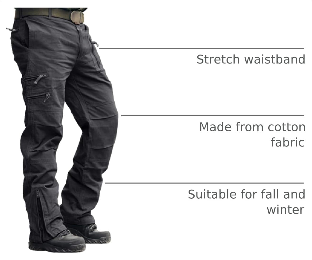 CRYSULLY Mens Tactical Cargo Pants Ripstop Cotton Military Hiking Work