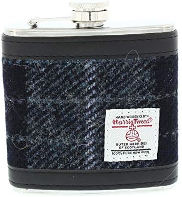 Glen Appin Harris Tweed Hip Flask Gift Boxed (Colour 95 Grey/Black)