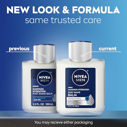 NIVEA MEN Maximum Hydration Post Shave Balm, Multipack, 3 x 3.3 FL OZ | Aftershave Balm for Men with Provitamin B5 and Aloe Vera, 3X Hydration Effect
