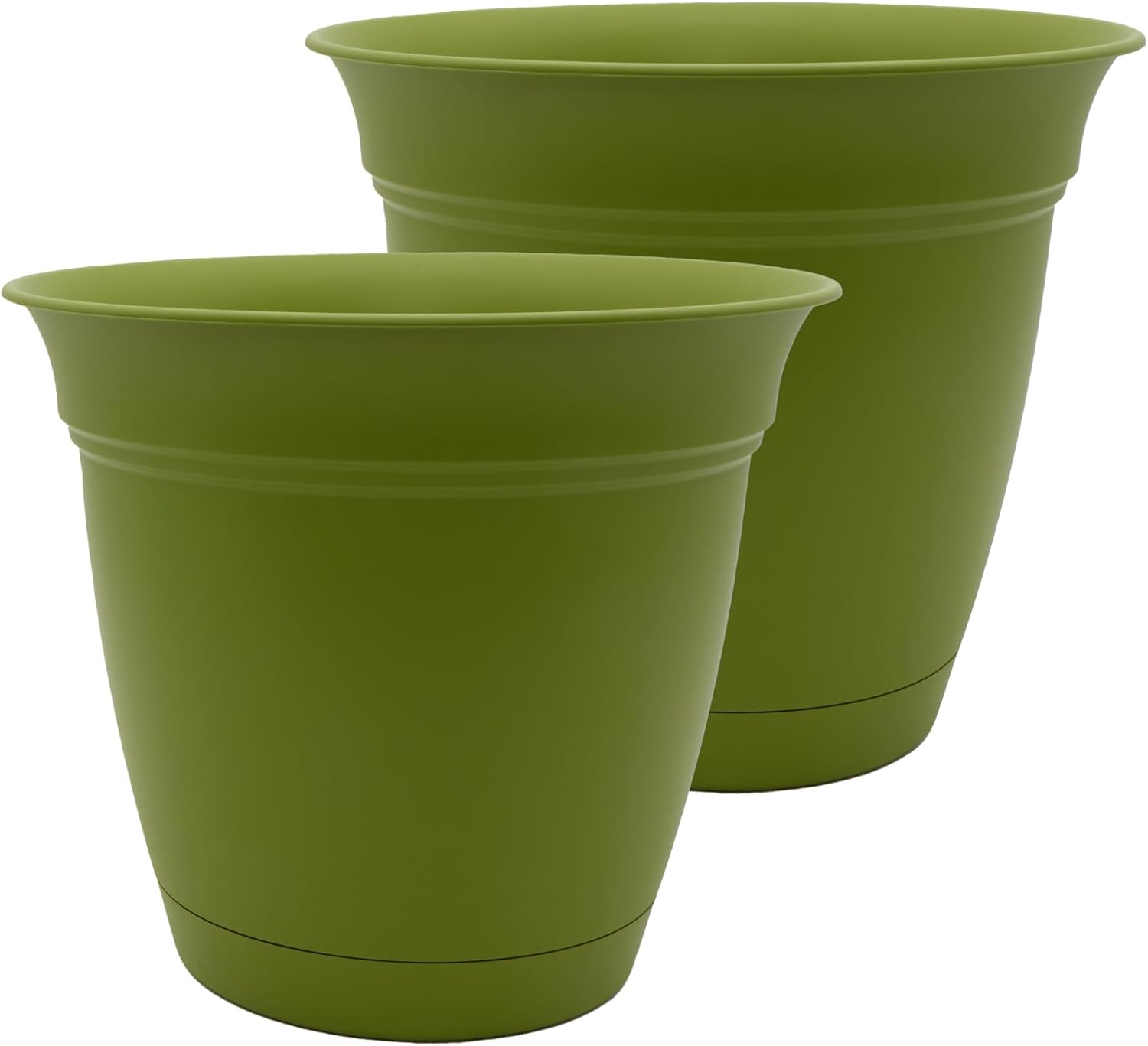 The HC Companies Eclipse Round Planter with Saucer - Outdoor & Indoor Plant Pot with Drainage Holes - Lightweight