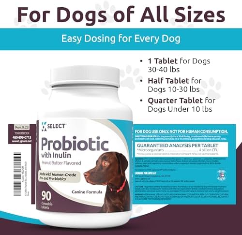 K9 Select Pet Probiotics for Dogs with Inulin – Dog probiotics for Digestive Health & Gut Support with Digestive Enzymes for Dogs