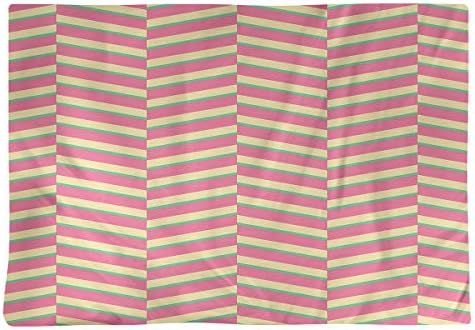 Dana Strider Three Color Fractured Stripes Table Placemat, 18 x 14, Pink Green & Yellow