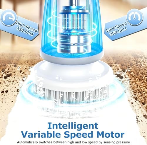 DAESUNG Electric Spin Scrubber, Cordless Power Scrubber & Electric Cleaning Brush with 7 Replaceable Heads, Dual Speed IPX7 Waterproof Handheld Scrubber for Bathroom, Shower & Tile Cleaning