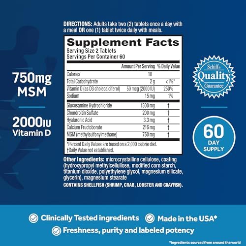 Move Free Advanced Glucosamine Chondroitin MSM + Vitamin D3-120 ct | Joint Support Supplement, Supports Mobility Comfort Strength Flexibility & Bone + Immune Health, 120 tablets (40 Servings)
