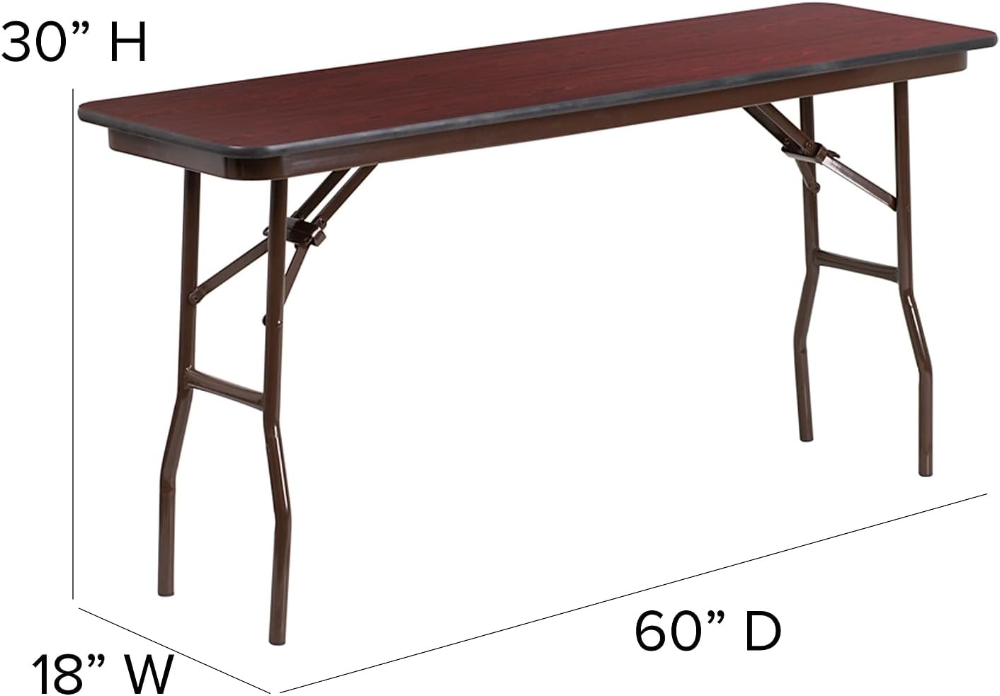 Flash Furniture 5 ft Laminate Folding Training Table, Mahogany | Durable Construction, Commercial Use
