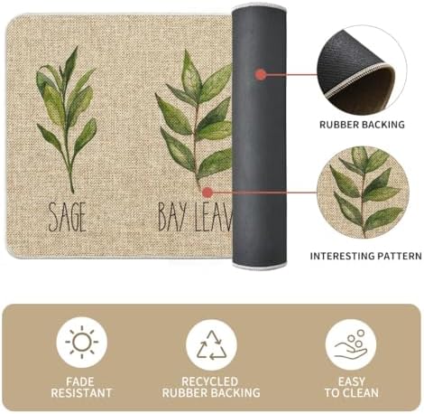 Artoid Mode Parsley Sage Oregano Basil Bay Leaves Decorative Kitchen Mats Set of 2