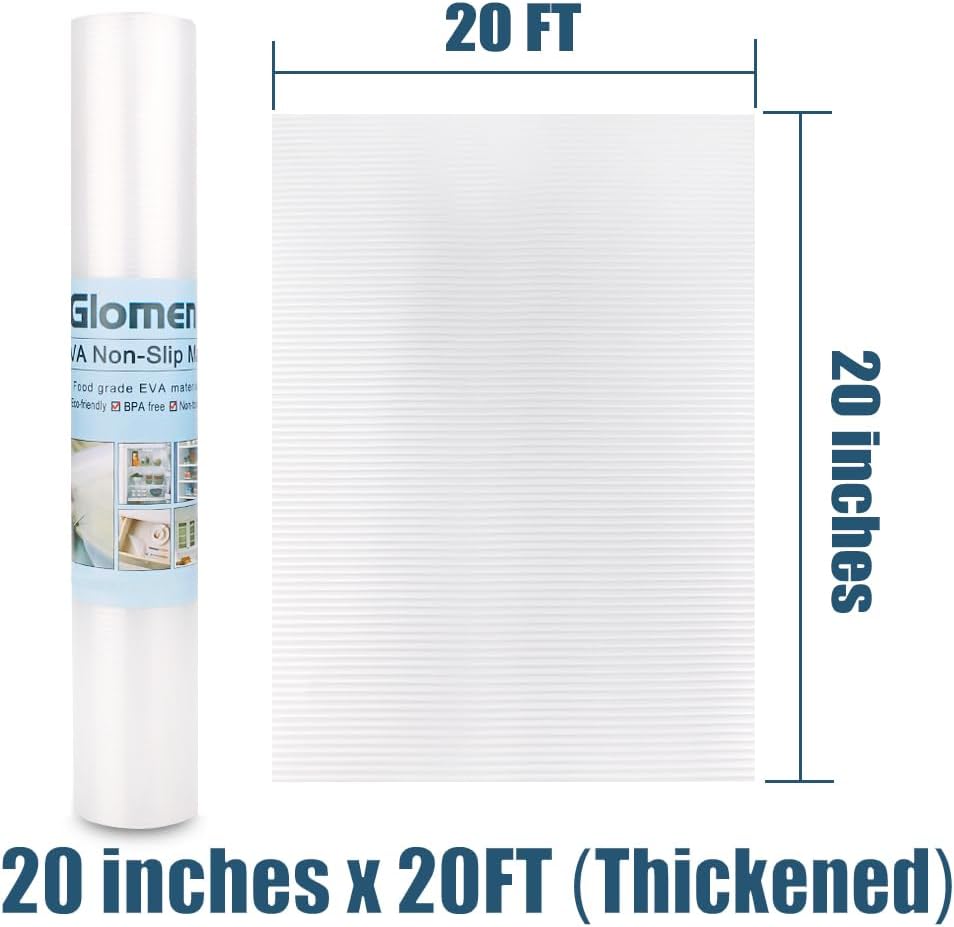 Shelf Liner, Non-Slip Cabinet Liner, Washable Oil-Proof for Kitchen Cabinet, Shelves, Refrigerator, Storage, Desks, 12 Inches x 20 FT