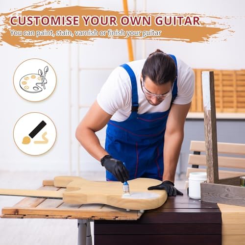 Ktaxon DIY Electric Guitar Kit, 44Inch DIY Bass Guitar Kit (KIB) | Mahogany Body, Solid Wood Fingerboard and Maple Neck, Easy Installation & All Accessories Included to Build Your Own Guitar
