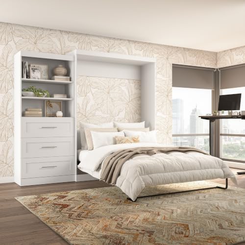BESTAR Pur Murphy, Space-Saving Wall Bed for Multipurpose Room, Queen, White | Supports up to 1000 lb, min. ceiling height 91.1 in.