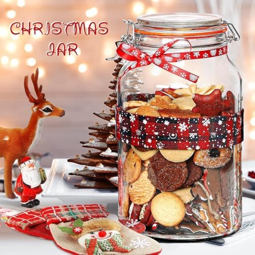 1 Gallon Glass Jars with Lids, 2 Pack Wide Mouth Mason Jars, 138 oz