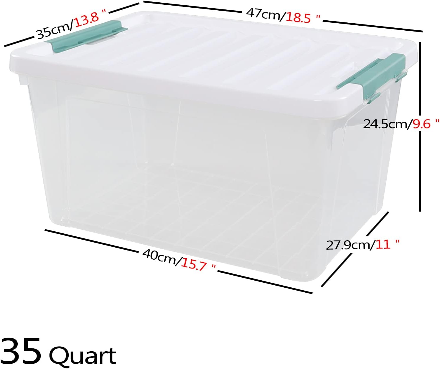 20 Quart Clear Plastic Bin with Lid, Latching Storage Box, 6 Packs