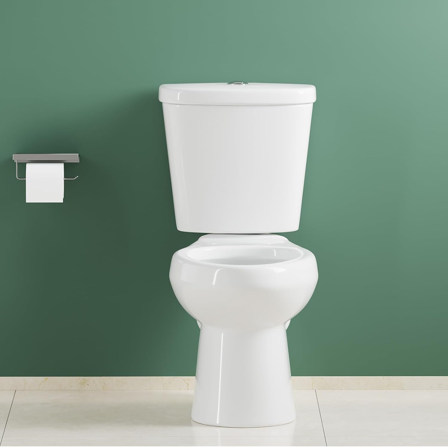Two-Piece Toilets for Bathrooms, Comfort ADA Toilet with 19" Height, Elongated with Soft Close Seat, Power Flush 1.28 GPF