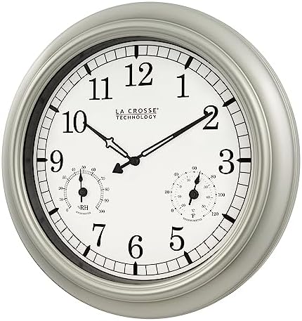 La Crosse Technology WT-3181PL-Q Quartz Time Analog Indoor/Outdoor Wall Clock, 18"