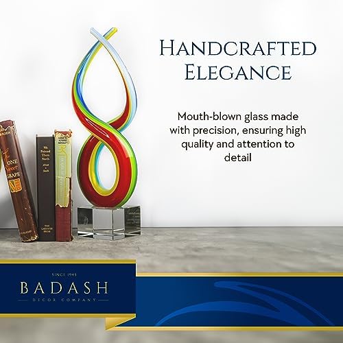 Badash Rainbow Murano-Style Art Glass Sculpture Centerpiece, 14 Inch | Murano-style art glass sculpture for tabletop decor, living rooms, offices
