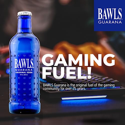 BAWLS Guarana Original - Guarana Fueled Soda for Energy, High Energy Caffeinated Drink, 10oz 24 Pack Glass Bottles