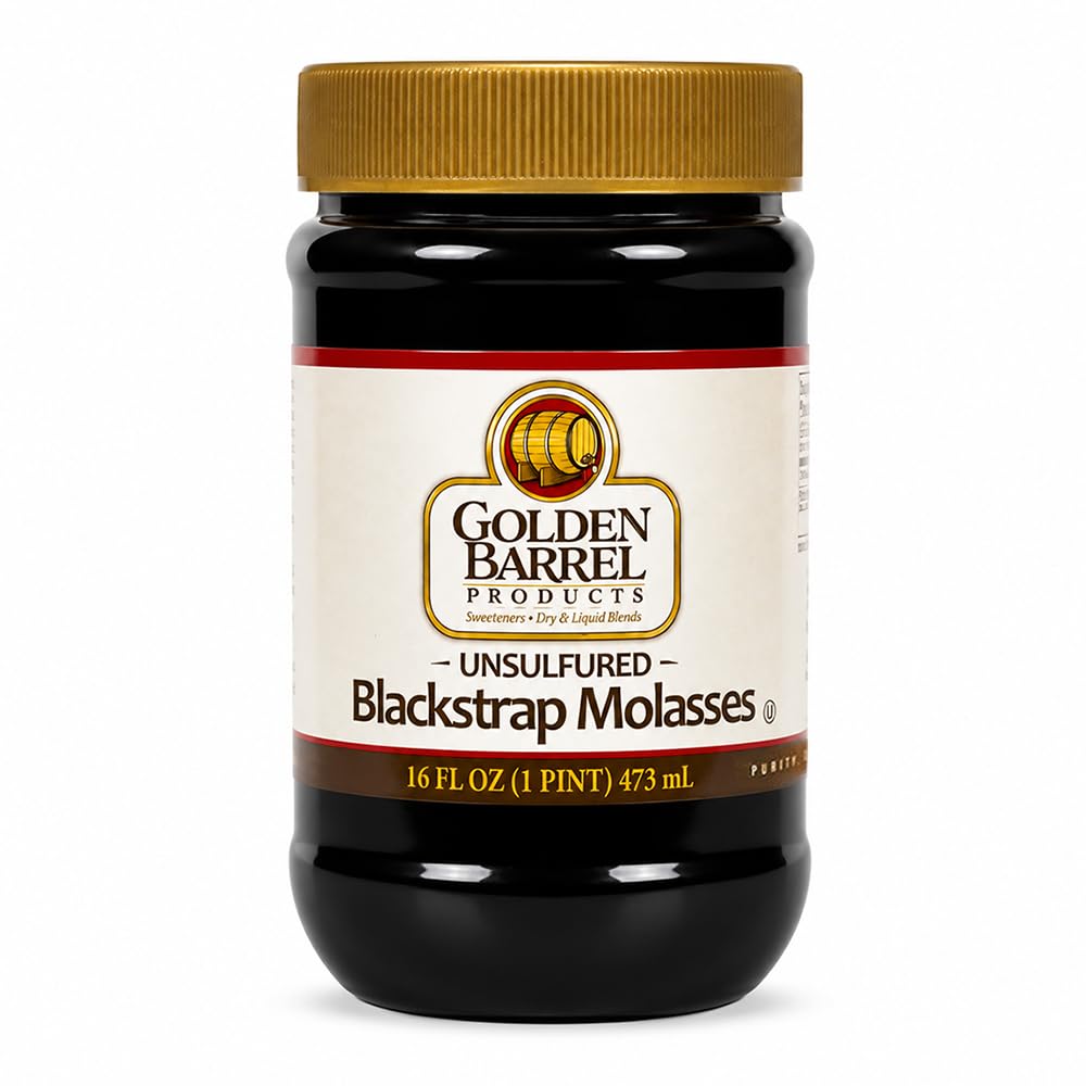 Golden Barrel Unsulfured Blackstrap Molasses, Bulk 128 oz Jug, Rich Robust Molasses for Baking, Cooking & Marinades