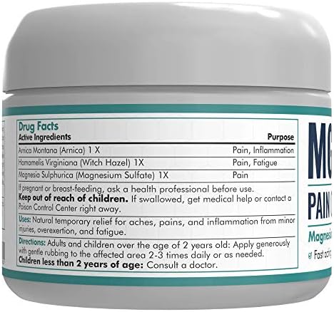 Mars Wellness MG+ Magnesium Cream Pain Relief - Extra Strength Magnesium and Arnica Cream - 4 OZ Tub - Neuropathy, Muscle Pain