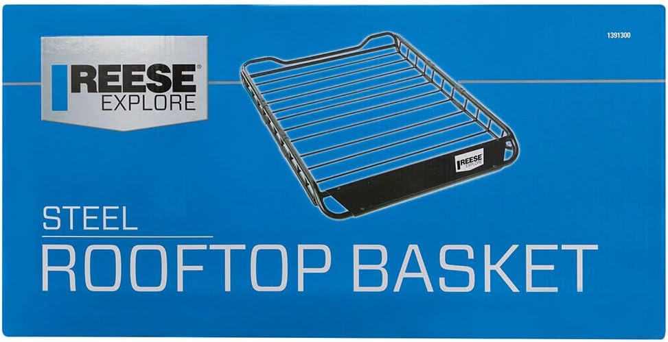 Reese Explore 1391300 Rooftop Cargo Basket, 44 x 35 Inches, 125 lbs. Capacity, Fits Most Vehicles with Cross Bars